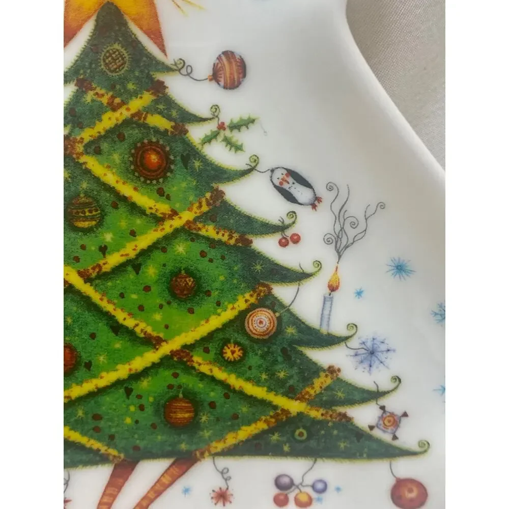 Royal Worcester Clare Mackie Christmas Tree Plate Platter Serving Dish 2005
